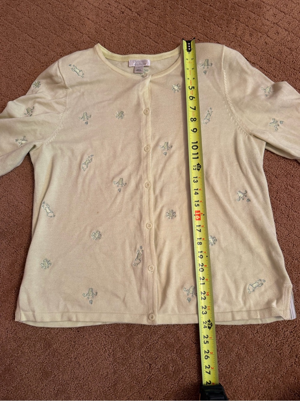 Christopher & Banks Green Frog Embroidered Cardigan Women’s Size L - Picture 3 of 7